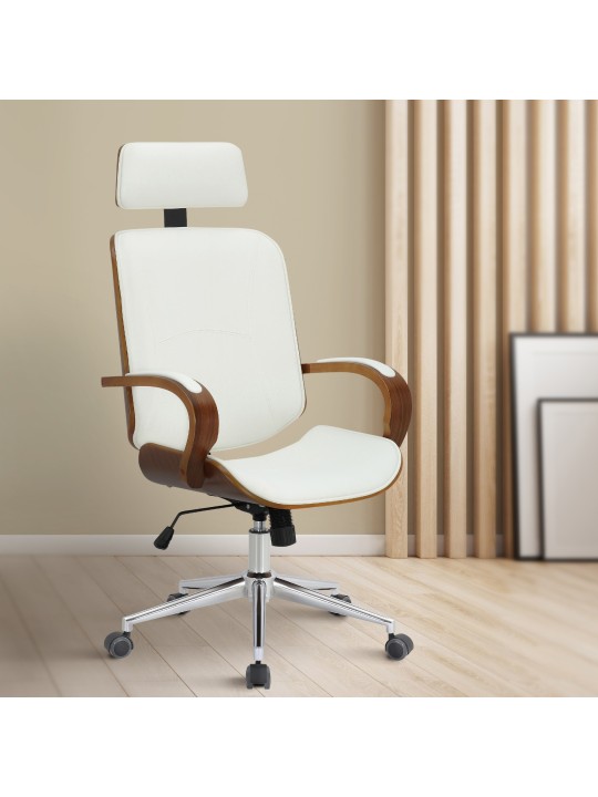 Bureaustoel Dayton, walnoot/wit