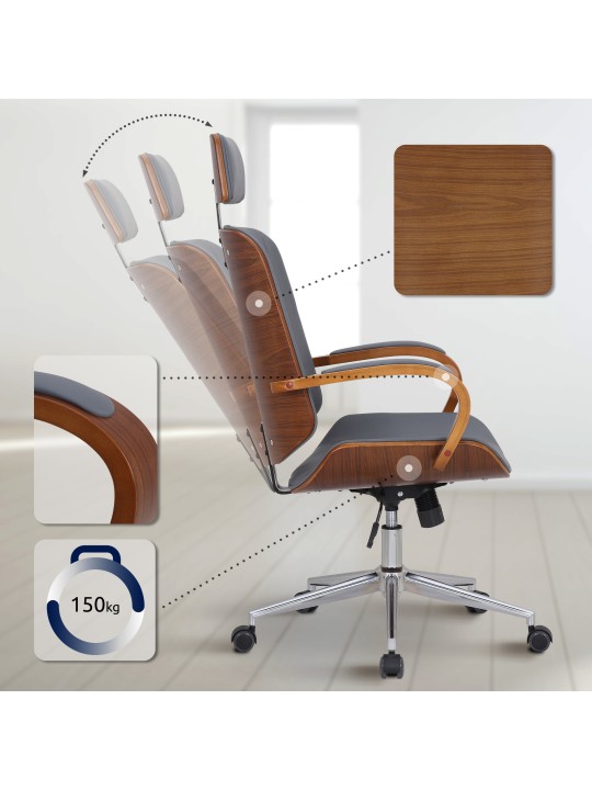 Bureaustoel Dayton, walnoot/grijs