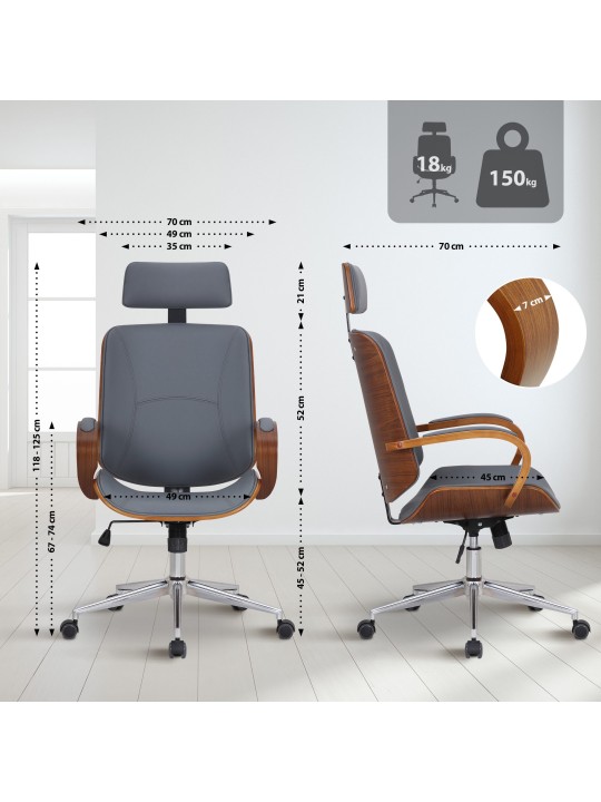 Bureaustoel Dayton, walnoot/grijs