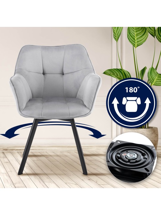 Eetkamerstoel Jordi fluweel, donkergrijs