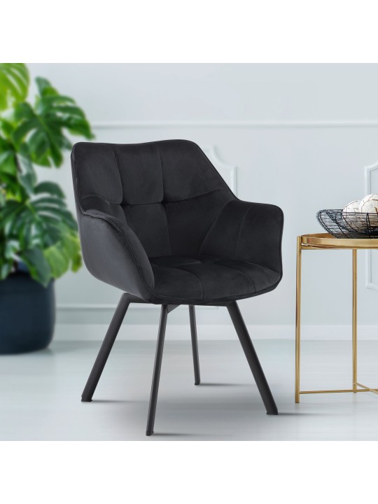 Eetkamerstoel Jordi fluweel, zwart Eetkamerstoel Jordi fluweel, zwart