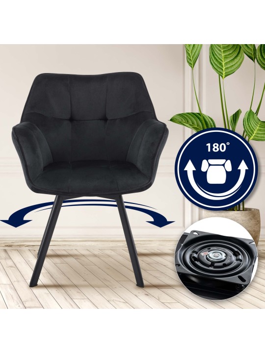 Eetkamerstoel Jordi fluweel, zwart Eetkamerstoel Jordi fluweel, zwart