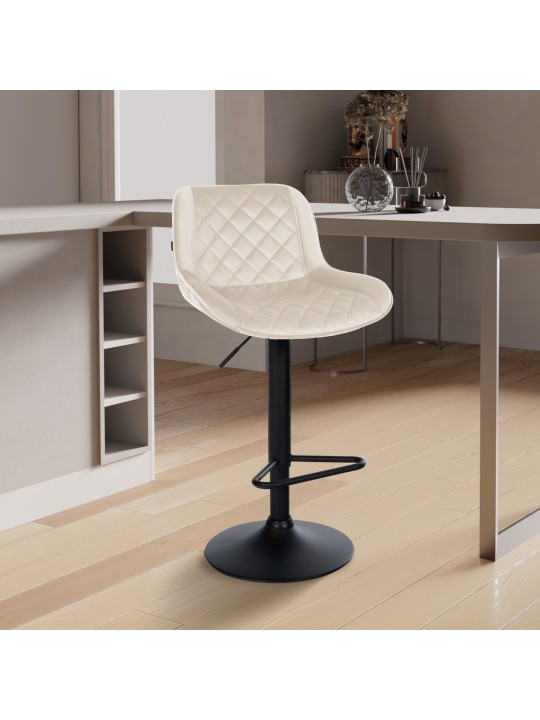 Barkruk Kasson fluweel, crème