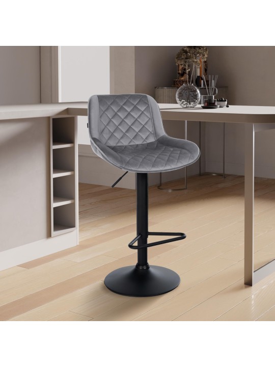 Barkruk Kasson fluweel, donkergrijs