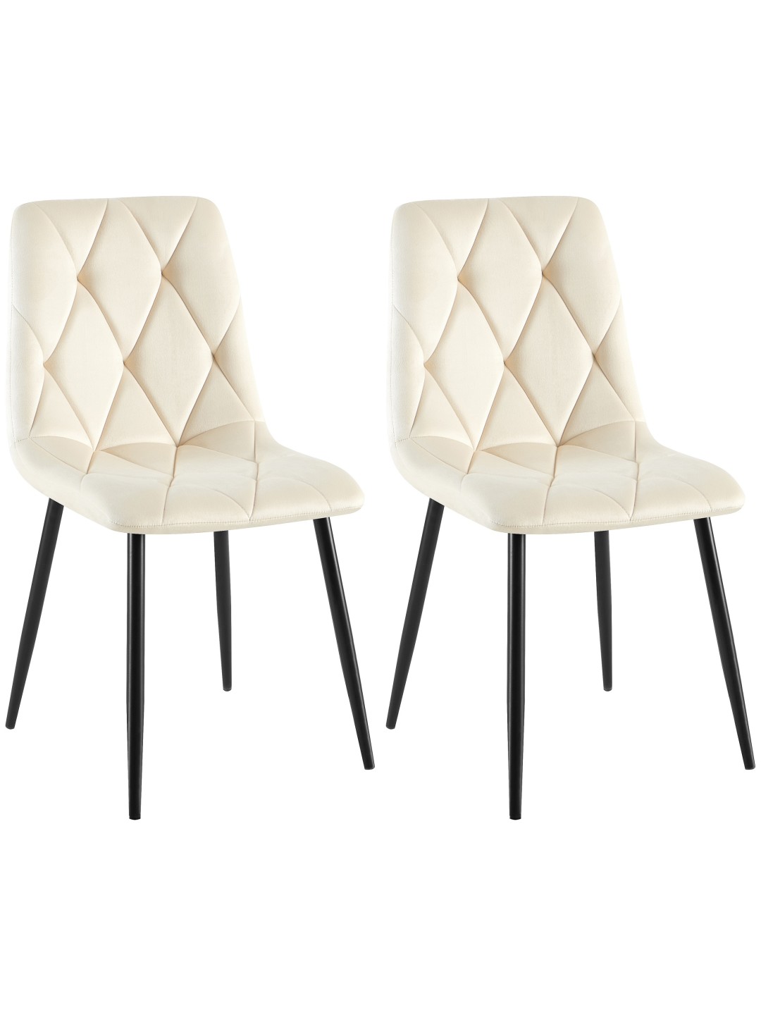 Set van 2 eetkamerstoelen Clairton fluweel, crème