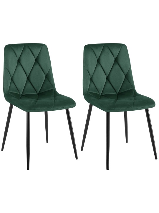 Set van 2 eetkamerstoelen Clairton fluweel, groen Set van 2 eetkamerstoelen Clairton fluweel, groen