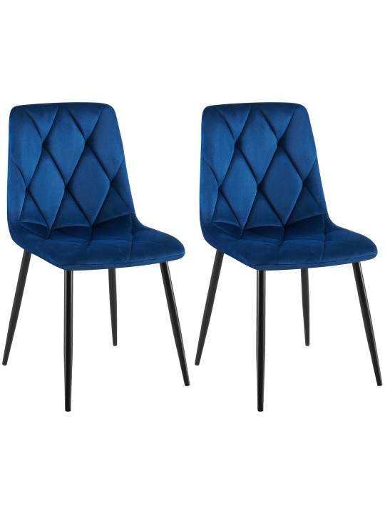 Set van 2 eetkamerstoelen Clairton fluweel, donkerblauw