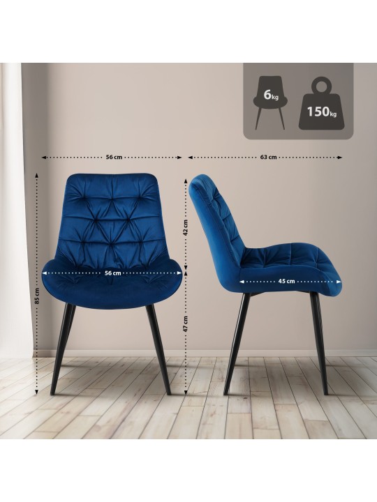 Set van 2 Rossford eetkamerstoelen, donkerblauw