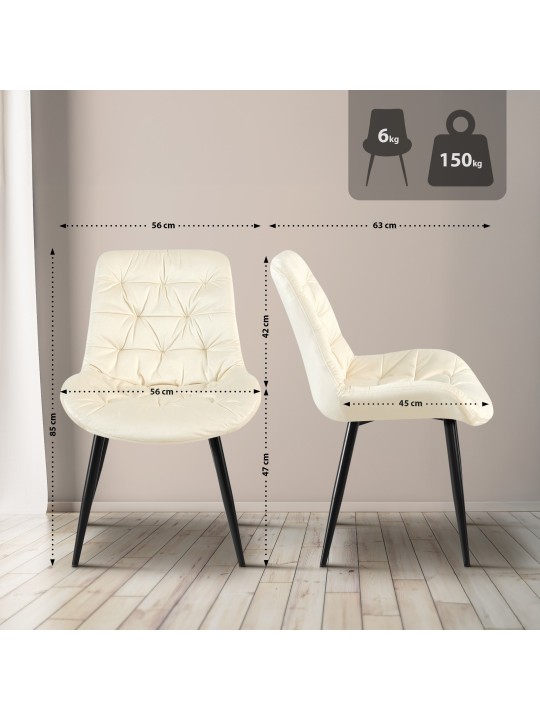 Set van 2 Rossford eetkamerstoelen, crème