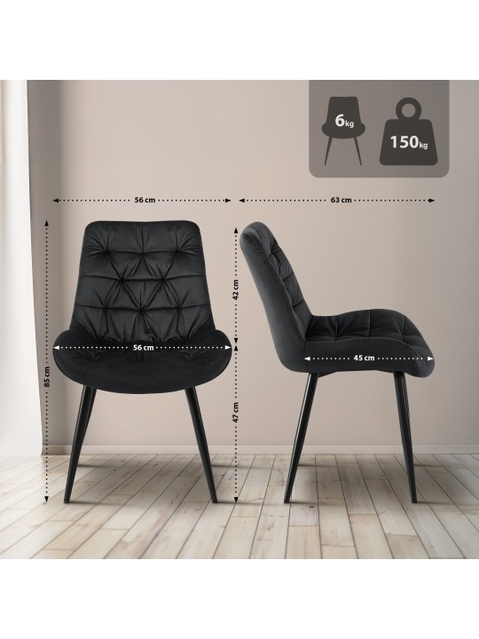 Set van 2 Rossford eetkamerstoelen, zwart