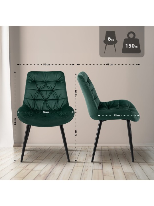 Set van 2 Rossford eetkamerstoelen, groen Set van 2 Rossford eetkamerstoelen, groen