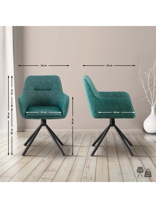 Set van 2 stoelen Tipton stof, donkergroen