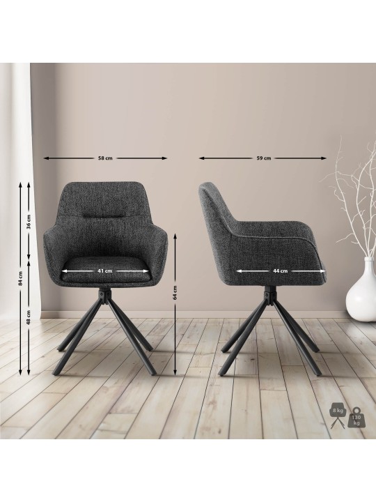 Set van 2 stoelen Tipton stof, donkergrijs