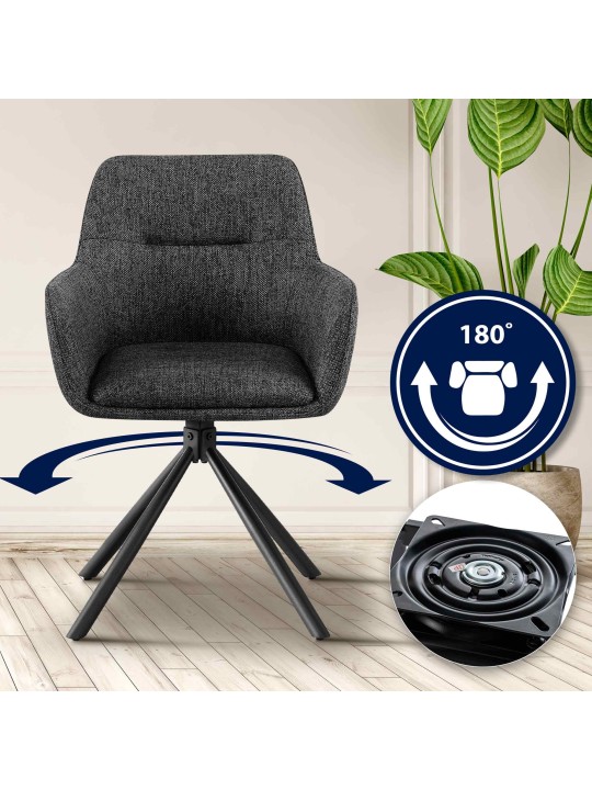 Set van 2 stoelen Tipton stof, donkergrijs