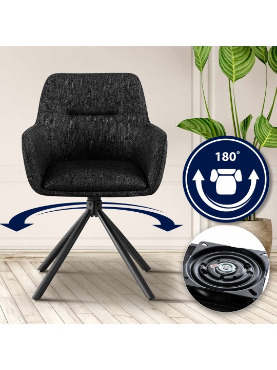 Set van 2 stoelen Tipton stof, zwart