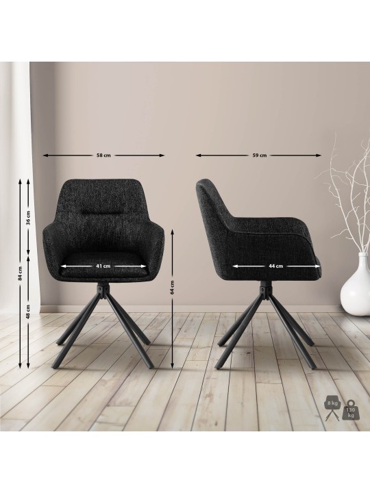 Set van 2 stoelen Tipton stof, zwart