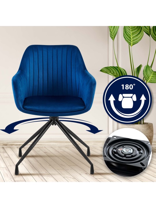 Set van 2 eetkamerstoelen Welby fluweel, donkerblauw