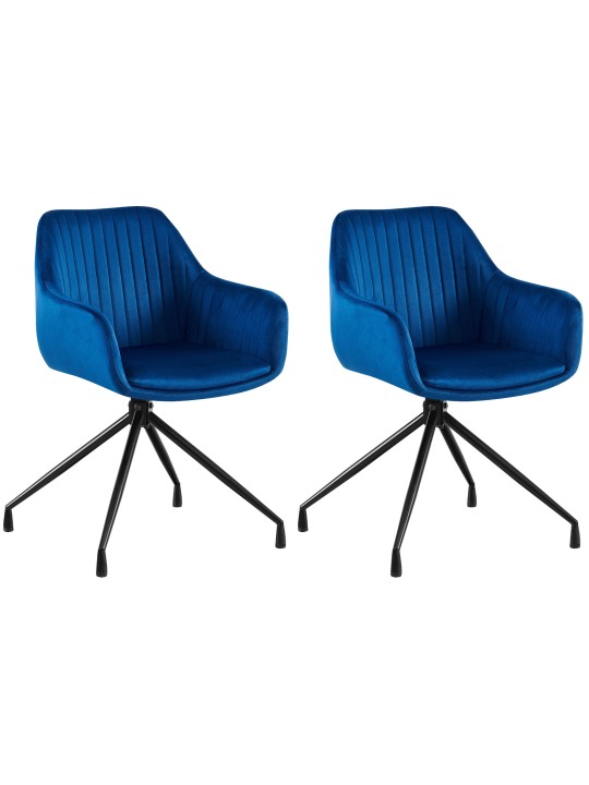 Set van 2 eetkamerstoelen Welby fluweel, donkerblauw