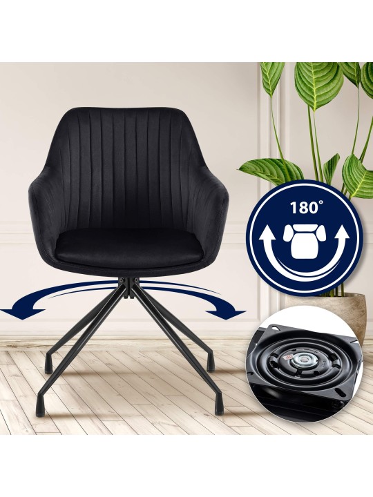 Set van 2 eetkamerstoelen Welby fluweel, zwart