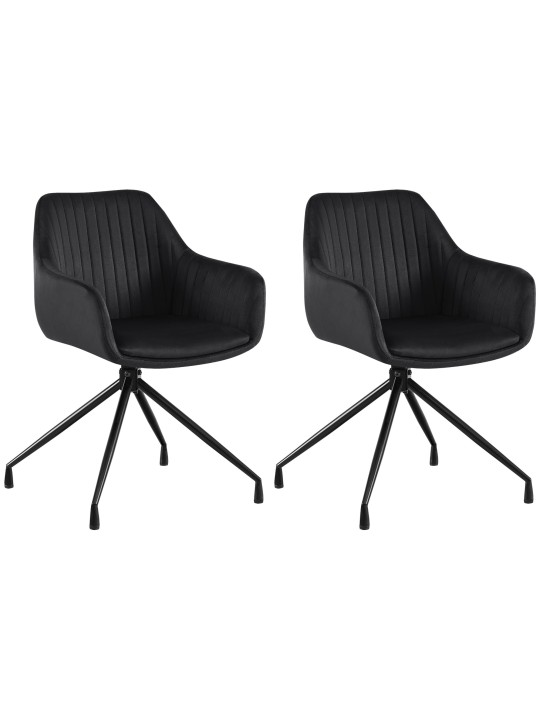 Set van 2 eetkamerstoelen Welby fluweel, zwart