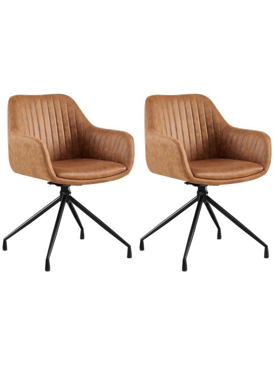 Set van 2 eetkamerstoelen Welby Vintage, lichtbruin