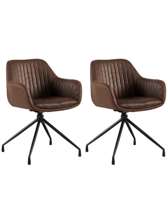 Set van 2 eetkamerstoelen Welby Vintage, donkerbruin