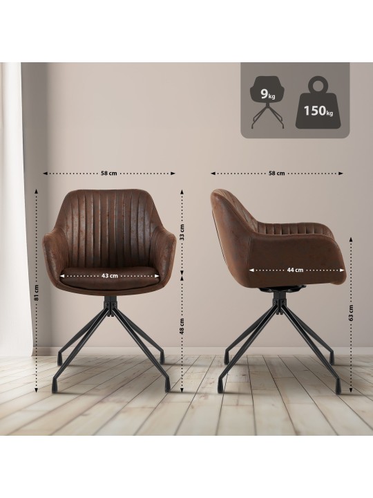 Set van 2 eetkamerstoelen Welby Vintage, donkerbruin