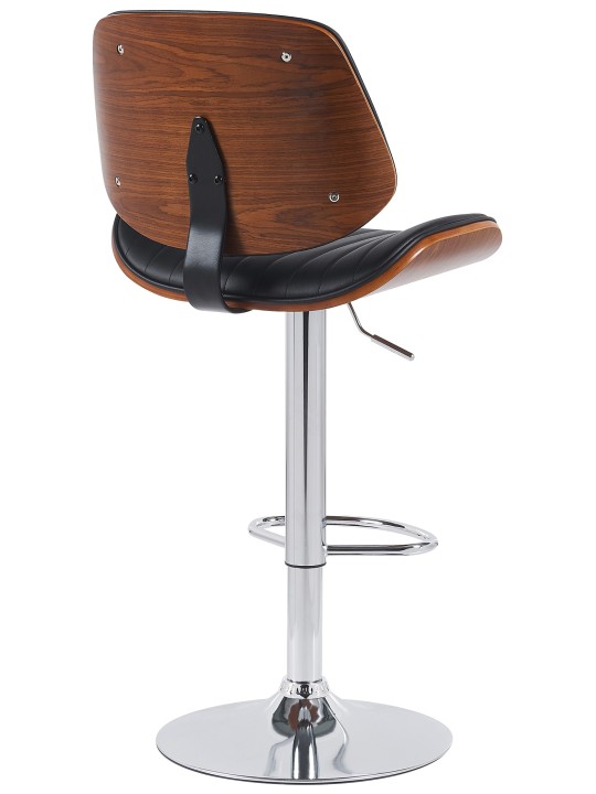 Set van 2 barkrukken Clawson kunstleer chroom, walnoot/zwart Set van 2 barkrukken Clawson kunstleer chroom, walnoot/zwart