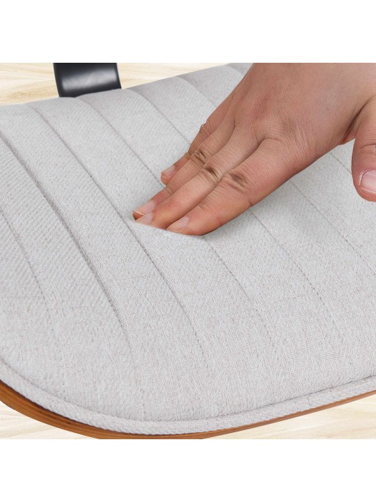 Set van 2 barkrukken Clawson stof, walnoot/crème