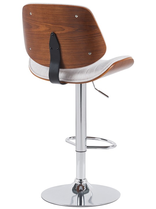 Set van 2 barkrukken Clawson stof chroom, walnoot/crème Set van 2 barkrukken Clawson stof chroom, walnoot/crème