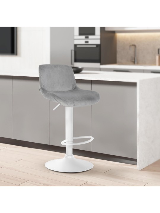 Set van 2 barkrukken Solon fluweel, grijs