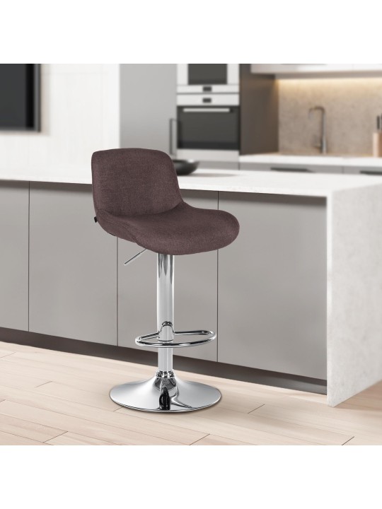 Set van 2 barkrukken Solon chroomstof, donkerbruin