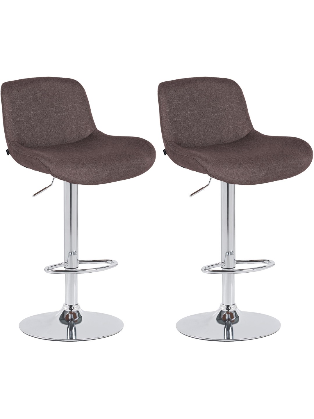 Set van 2 barkrukken Solon chroomstof, donkerbruin