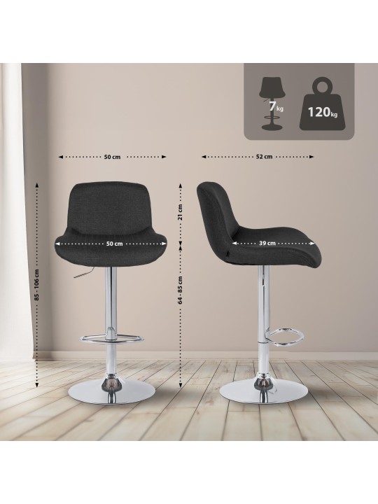 Set van 2 barkrukken Solon chroomstof, zwart