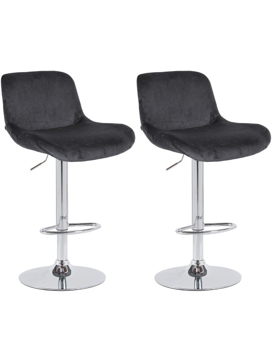 Set van 2 barkrukken Solon chroom fluweel, zwart