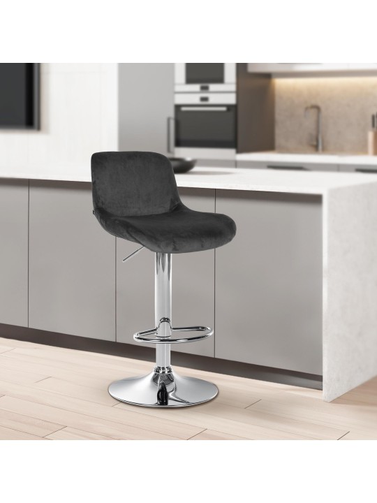 Set van 2 barkrukken Solon chroom fluweel, zwart