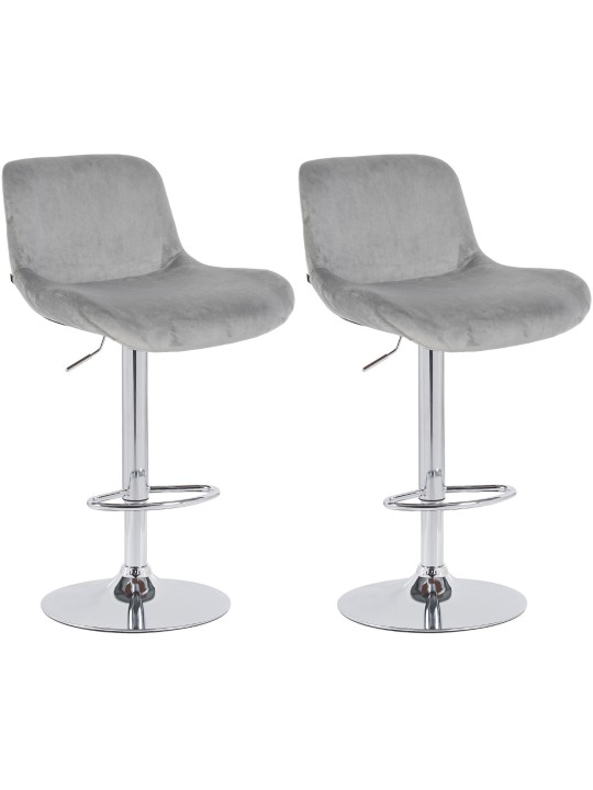 Set van 2 barkrukken Solon chroom fluweel, grijs Set van 2 barkrukken Solon chroom fluweel, grijs