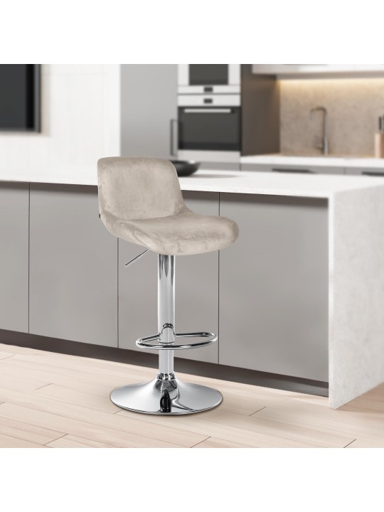 Set van 2 barkrukken Solon chroom fluweel, crème Set van 2 barkrukken Solon chroom fluweel, crème