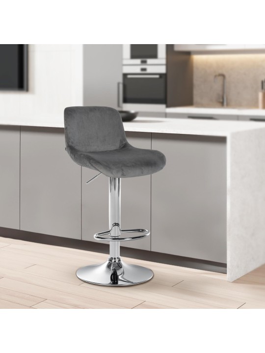 Set van 2 barkrukken Solon chroom fluweel, donkergrijs