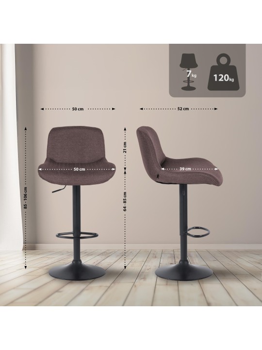 Set van 2 barkrukken Solon stof, donkerbruin Set van 2 barkrukken Solon stof, donkerbruin