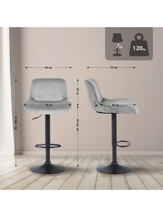 Set van 2 barkrukken Solon, grijs Set van 2 barkrukken Solon, grijs