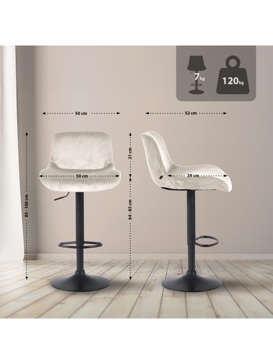 Set van 2 barkrukken Solon fluweel, crème