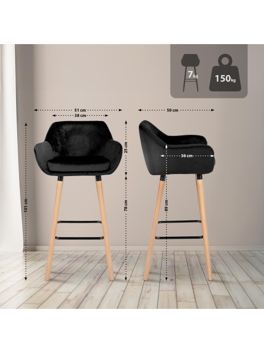 Barkruk Grant fluweel, zwart Barkruk Grant fluweel, zwart