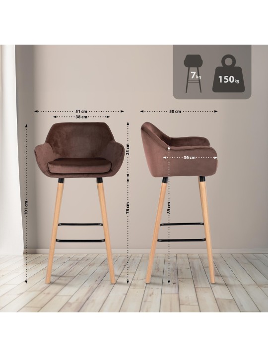 Barkruk Grant fluweel, koffie Barkruk Grant fluweel, koffie