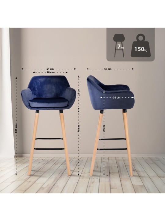 Barkruk Grant fluweel, donkerblauw Barkruk Grant fluweel, donkerblauw