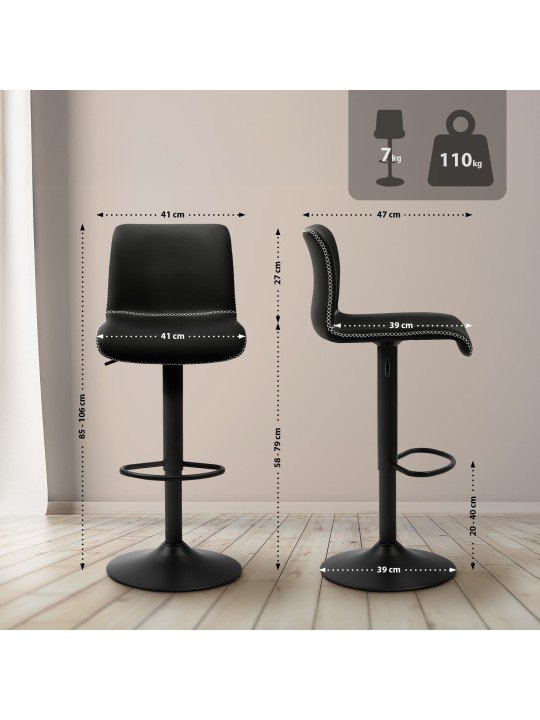 Barkruk Henchy kunstleer, zwart