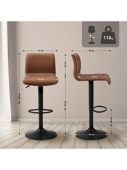 Barkruk Henchy kunstleer, bruin