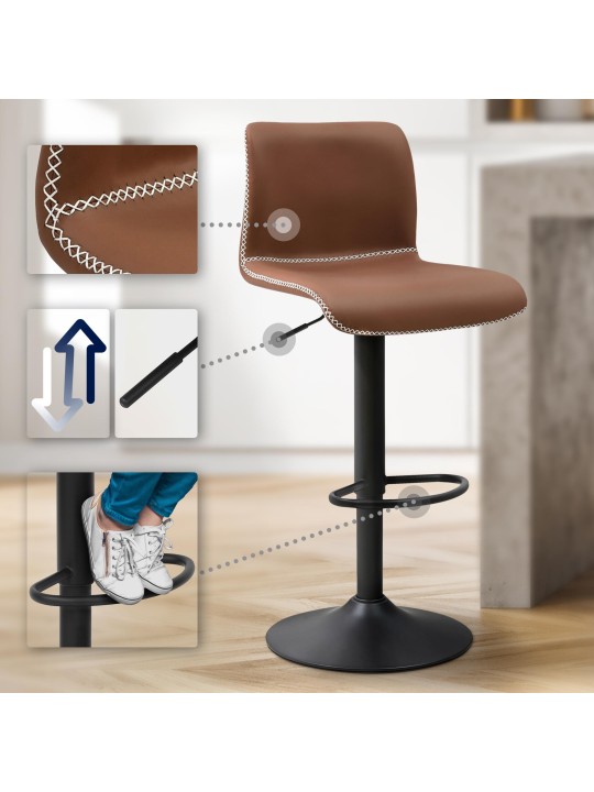 Barkruk Henchy kunstleer, bruin