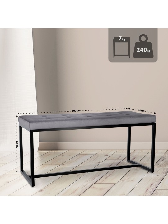 Barci B fluwelen bank, donkergrijs