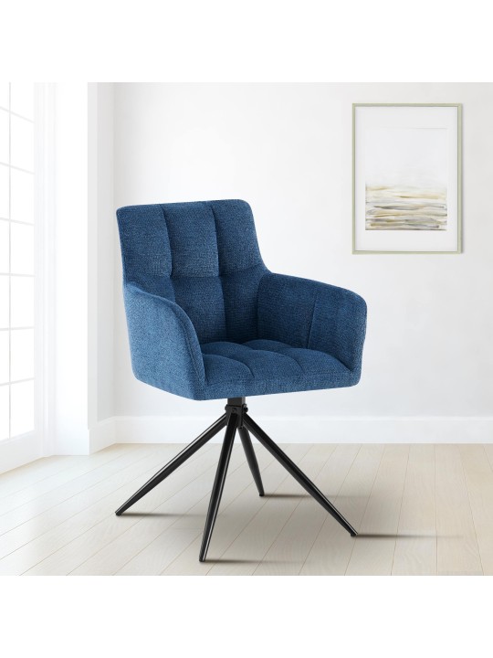 Eetkamerstoel Jonah stof, donkerblauw